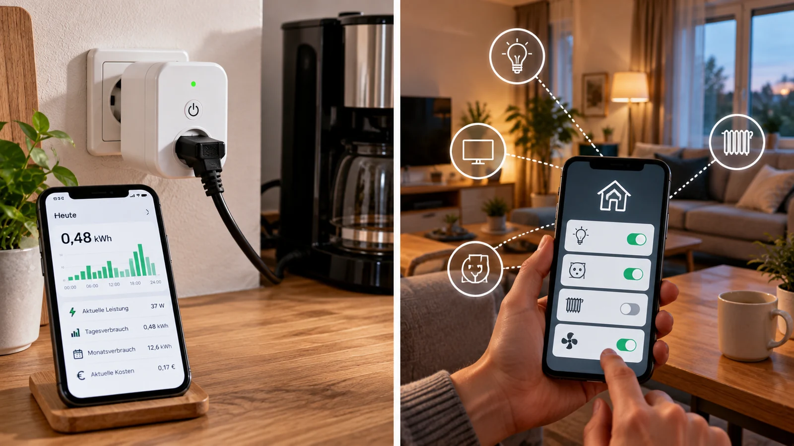 Smart Home mit Smart Plug, Messdaten und App-Steuerung